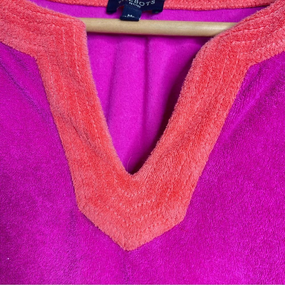 TALBOTS Women’s Terry Cloth Tunic Top Split Neck Soft M Petite cottagecore sport - Picture 7 of 7